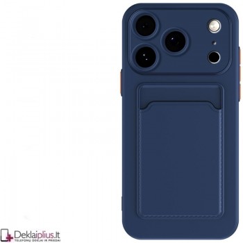 Guminis dėklas su kišenėle - mėlynas (Apple Iphone 17 Pro/Iphone 18 Pro)